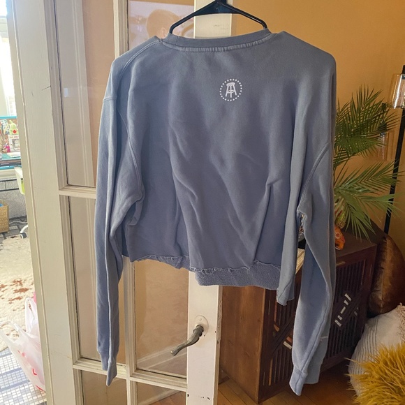 CALL HER DADDY DILF CREW NECK CROPPED LIGHT BLUE PULLOVER SWEATER - Picture 4 of 5